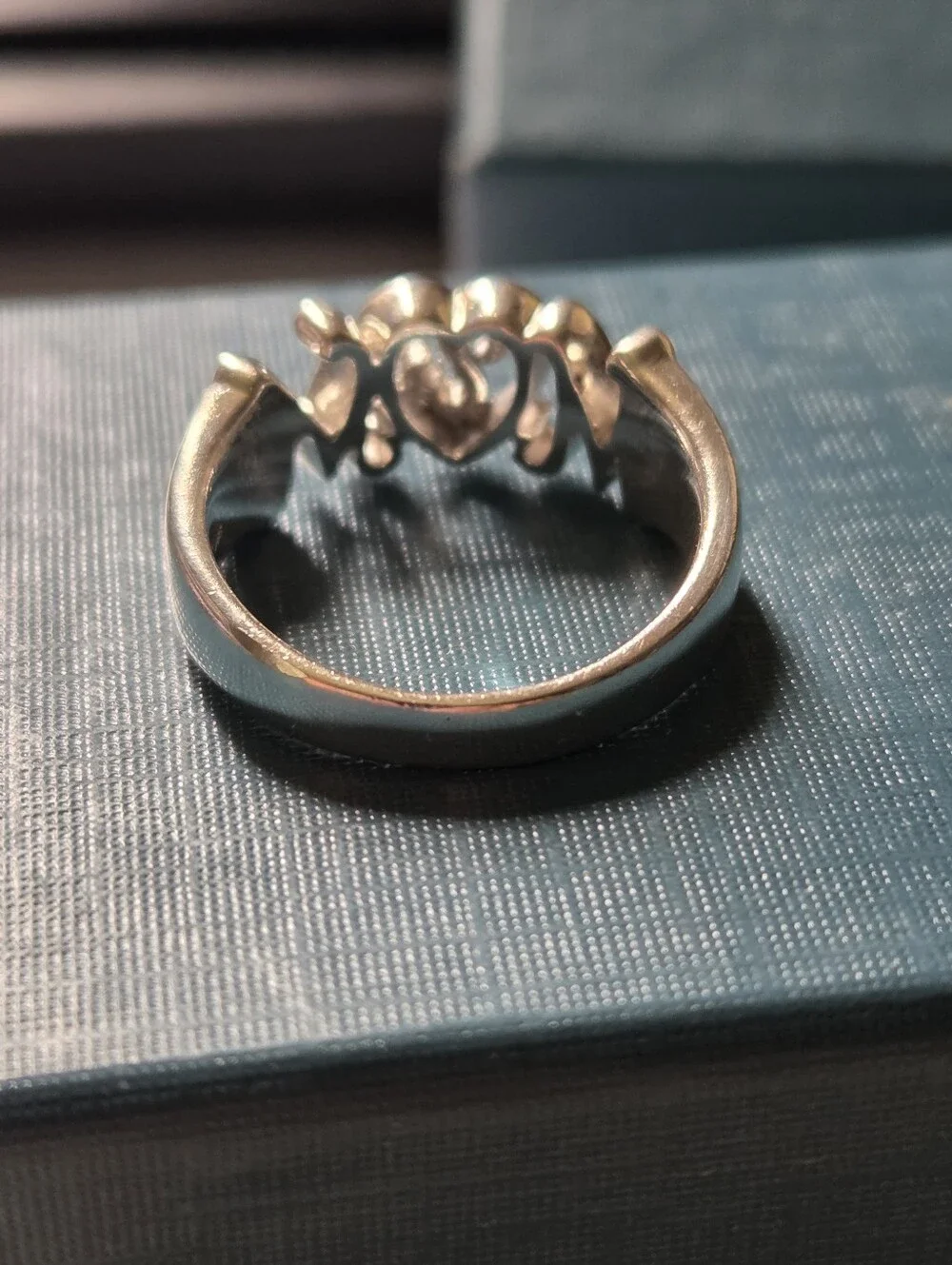 Retired Jane Seymour Sterling Silver Open Heart MOM Ring Size 8